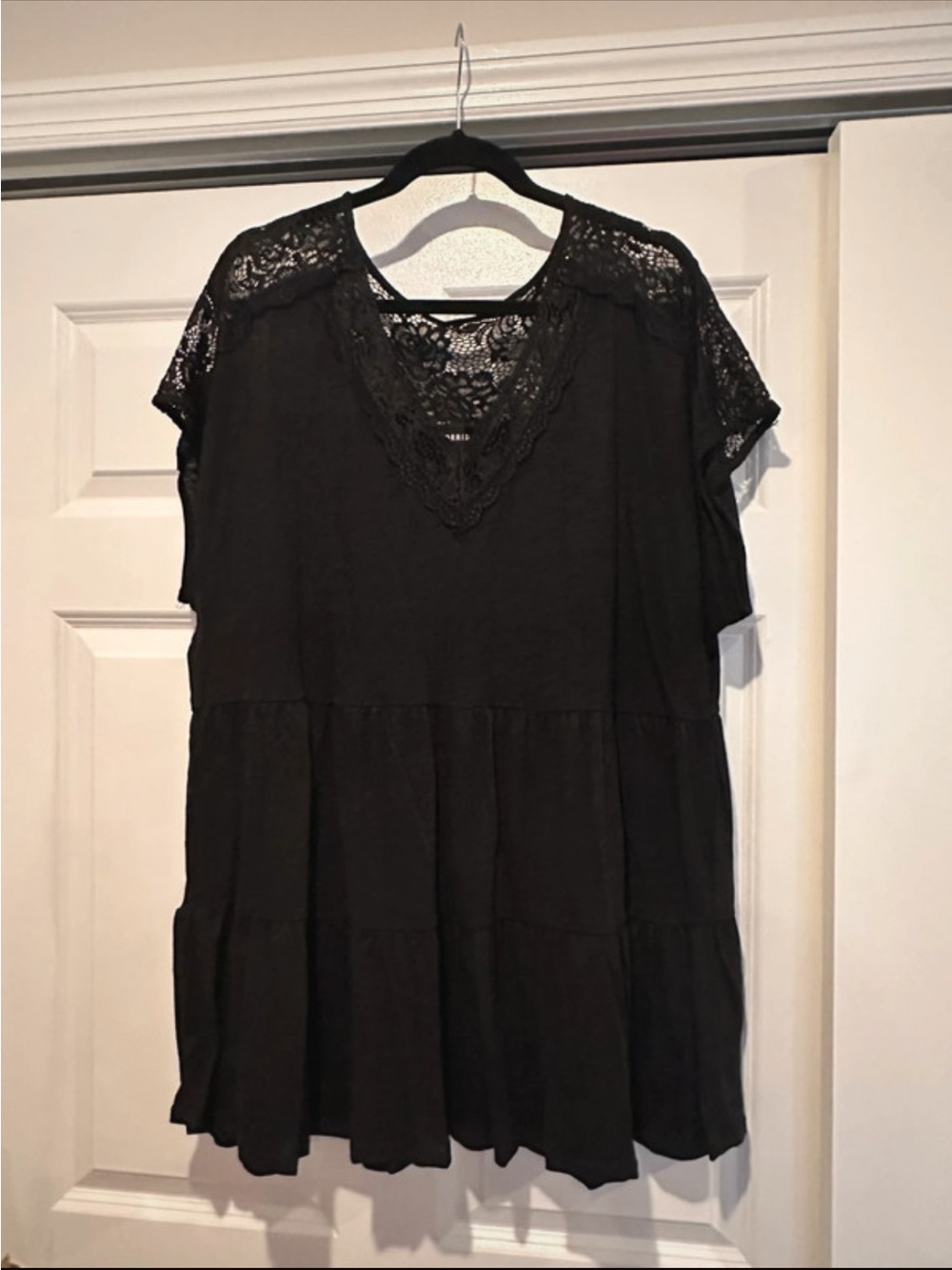 Torrid Black Lace-Trim V-Neck Tunic
